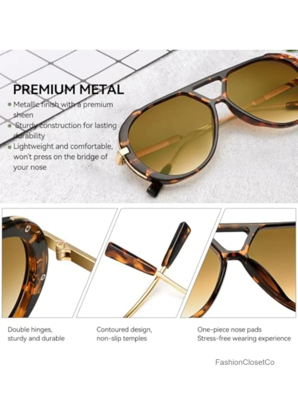 Oversized Aviator Sunglasses for Women Men Retro 70s Style UV400